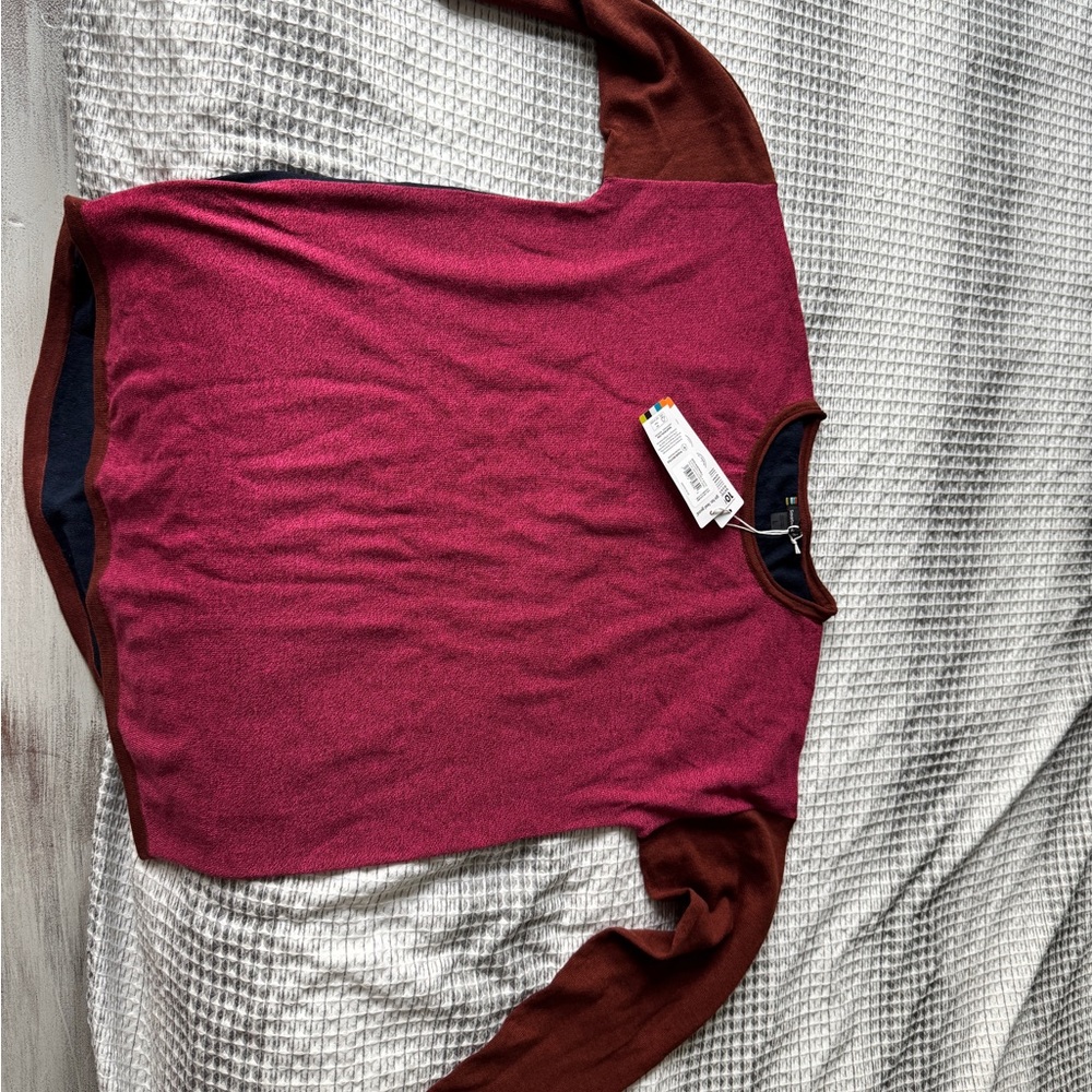 Red and Brown Long Sleeve Sweater